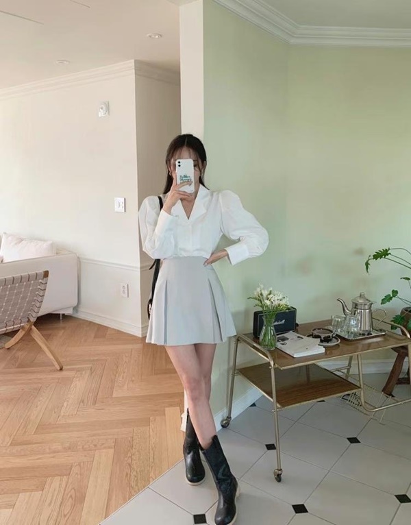 高腰巨顯瘦開衩傘狀裙